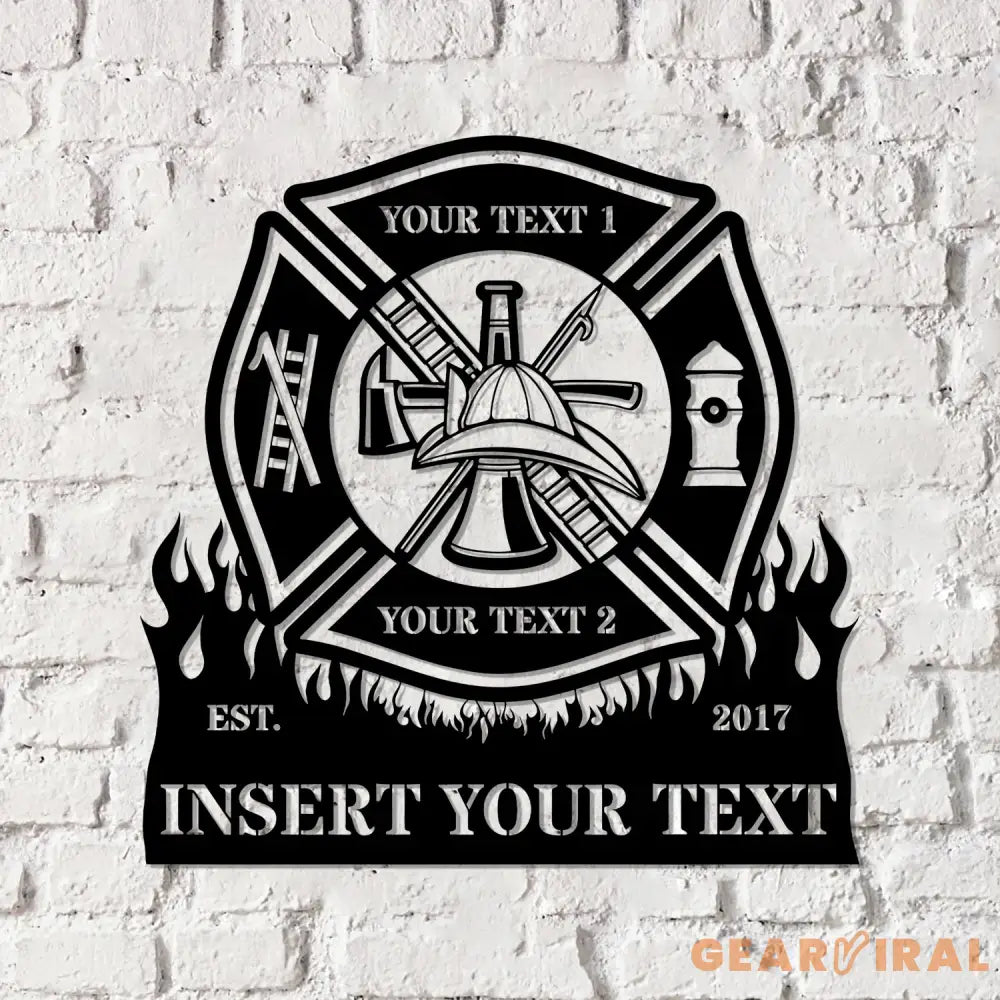 Firefighter Personalized Metal Sign LED Lights Fire Department Name Number Laser Cut Metal Decor - Gearviral