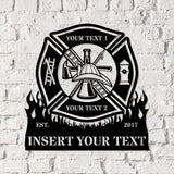 Firefighter Personalized Metal Sign LED Lights, Fire Department Name Number Laser Cut Metal Decor - Gearviral