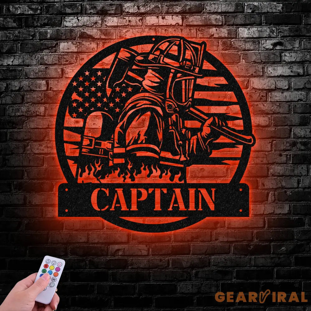 Firefighter Personalized Metal Sign with Led Lights Fire Department Decoration Firewoman Appreciation Gift - Gearviral