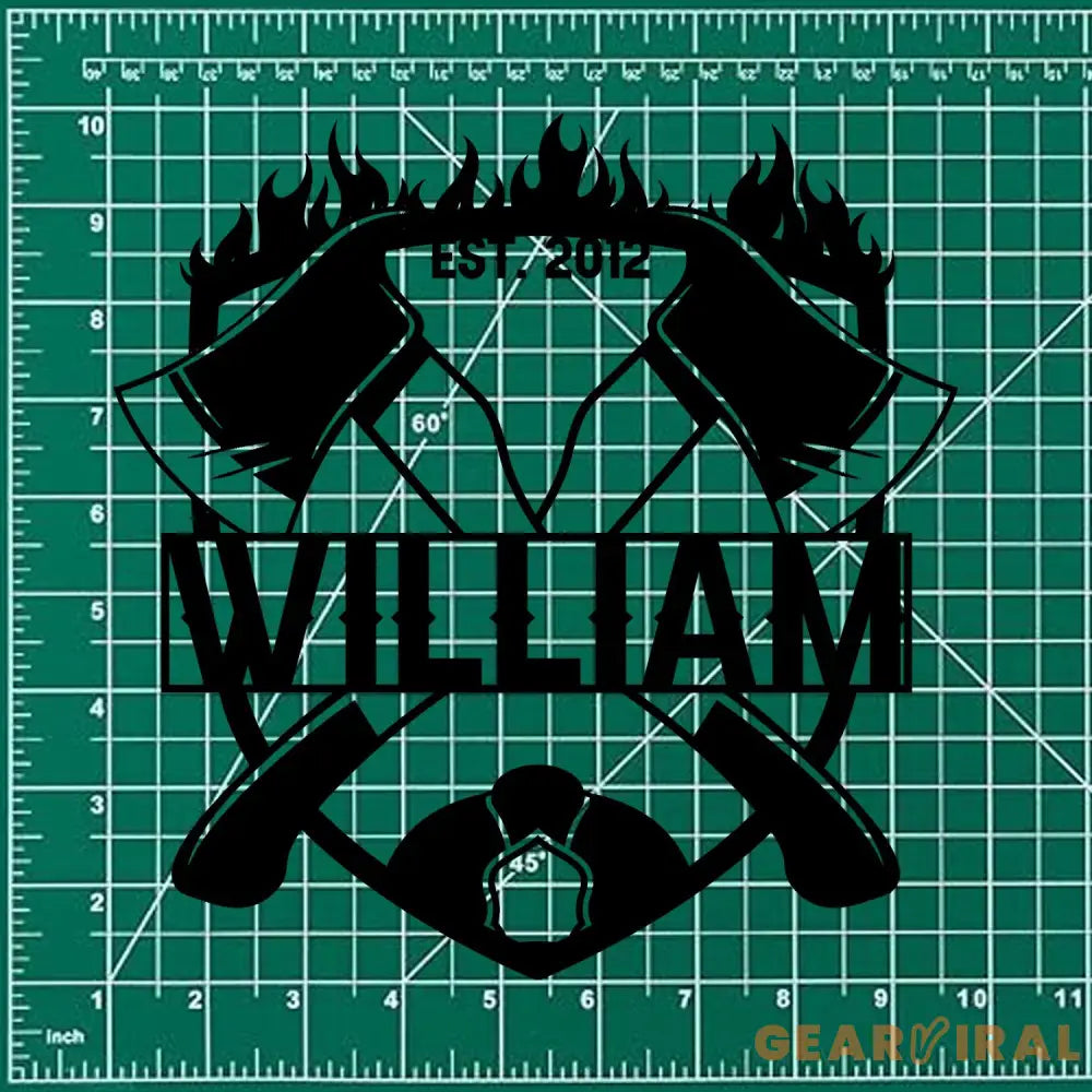 Firema With Cross Axel Metal Sign Personalized Family Name Metal Sign Outdoor Door Decor Firefighter Wall Art