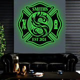 Fireman Sign with Last Name Personalized Metal Maltese Cross Sign Firefighter Gift First Responder Gift Fireman Metal