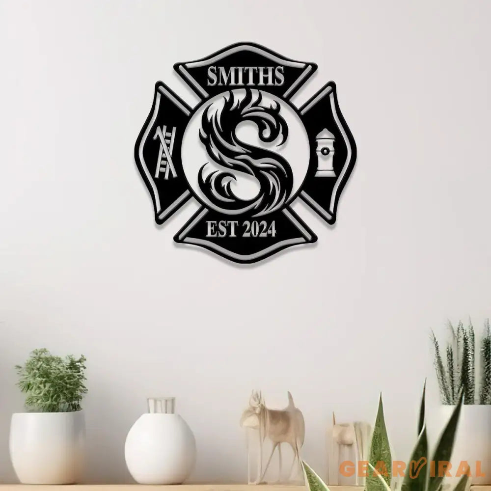 Fireman Sign with Last Name Personalized Metal Maltese Cross Sign Firefighter Gift First Responder Gift Fireman Metal