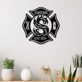 Fireman Sign with Last Name Personalized Metal Maltese Cross Sign Firefighter Gift First Responder Gift Fireman Metal