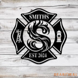 Fireman Sign with Last Name Personalized Metal Maltese Cross Sign Firefighter Gift First Responder Gift Fireman Metal
