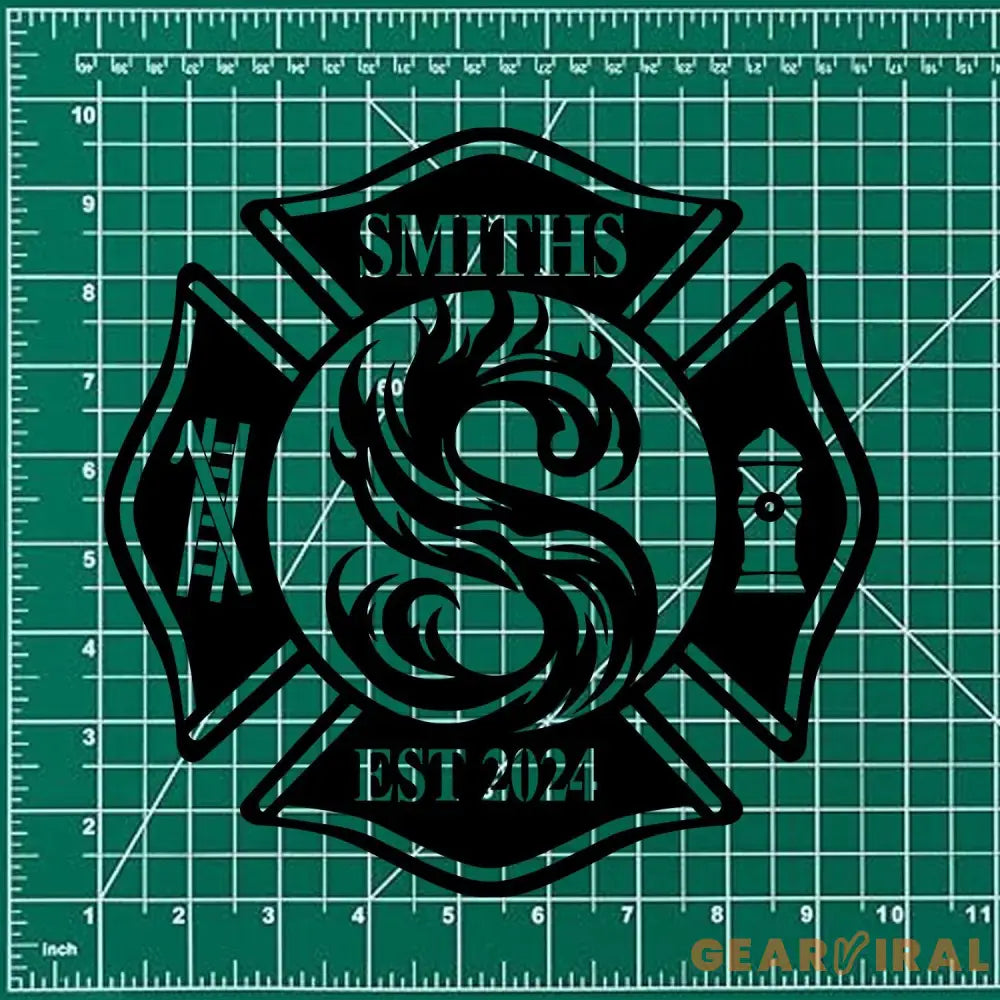 Fireman Sign with Last Name Personalized Metal Maltese Cross Sign Firefighter Gift First Responder Gift Fireman Metal