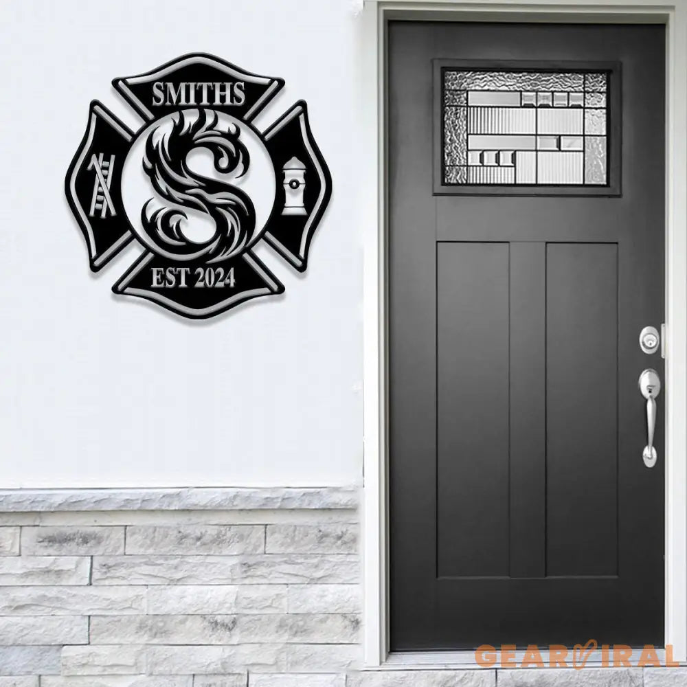 Fireman Sign with Last Name Personalized Metal Maltese Cross Sign Firefighter Gift First Responder Gift Fireman Metal