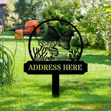 Fish Address Metal Sign Metal Stake Personalized Name Yard Sign Outdoor Door Garden Decor Metal Sign Address Number