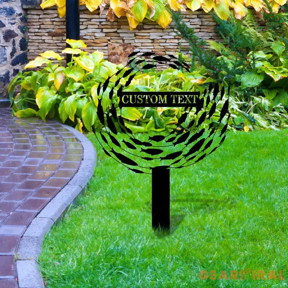 Fishing Art Metal Sign Metal Stake Personalized Name Yard Sign Outdoor Door Garden Decor Metal Sign Fishing Sign