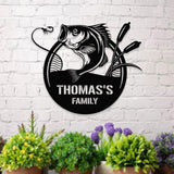Fishing Family Metal LED Sign, Personalized Family Name Metal Sign, Outdoor Door Decor, Fishing Lover Wall Art, Gift for Housewarming