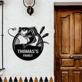 Fishing Family Metal LED Sign, Personalized Family Name Metal Sign, Outdoor Door Decor, Fishing Lover Wall Art, Gift for Housewarming