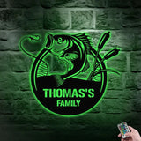 Fishing Family Metal LED Sign Personalized Family Name Metal Sign Outdoor Door Decor Fishing Lover Wall Art Gift for