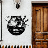 Fishing Family Metal LED Sign Personalized Family Name Metal Sign Outdoor Door Decor Fishing Lover Wall Art Gift for