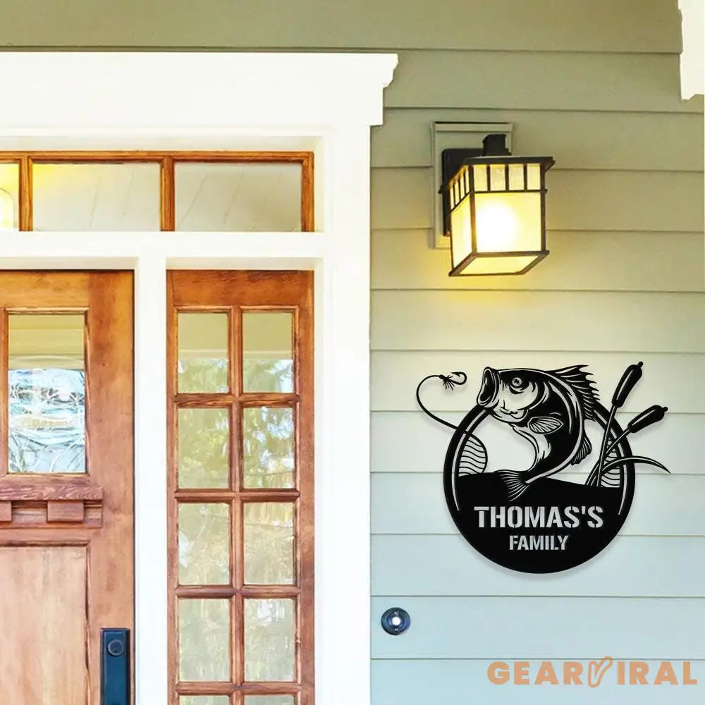 Fishing Family Metal LED Sign Personalized Family Name Metal Sign Outdoor Door Decor Fishing Lover Wall Art Gift for