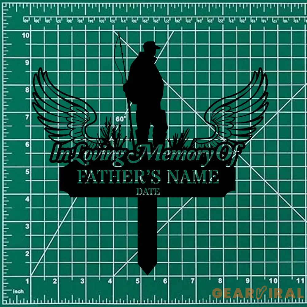 Fishing Lover Memorial Remembering Stake Personalized Metal Garden Marker Memorial Metal Sign Sympathy Gift Grave