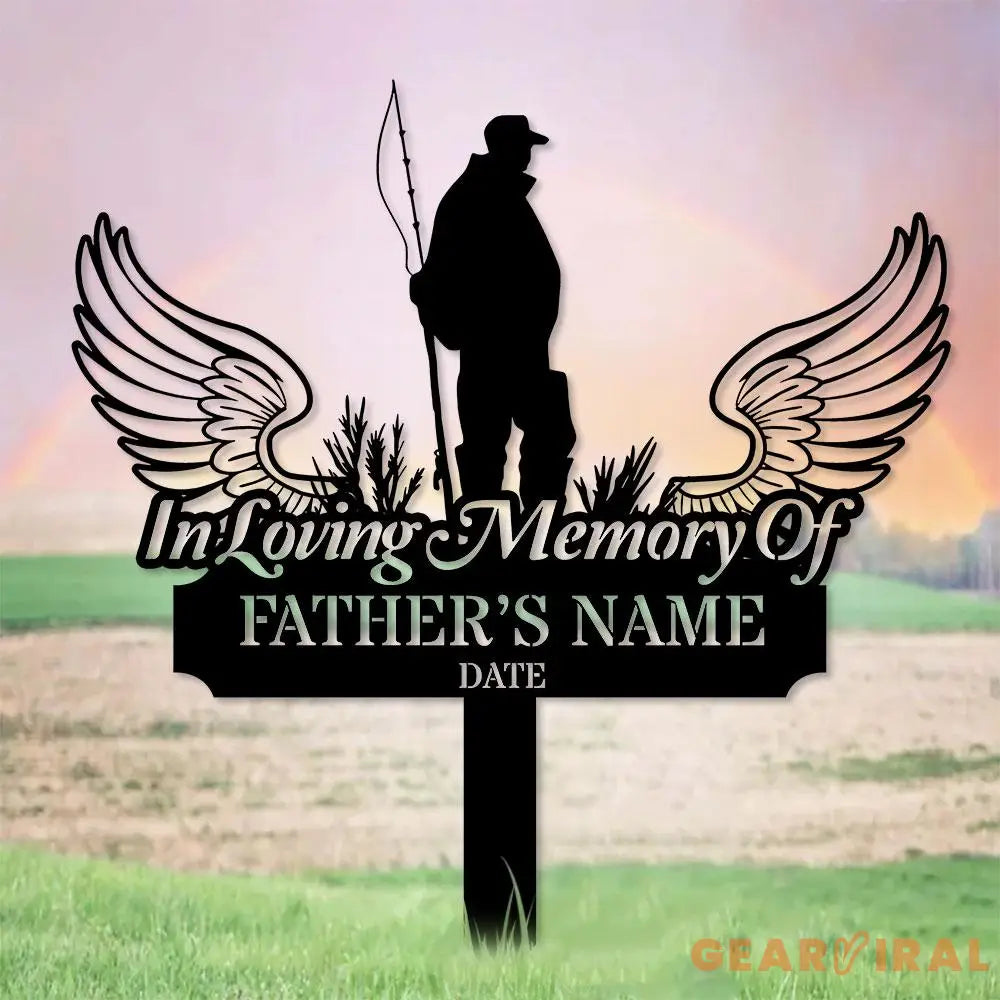 Fishing Lover Memorial Remembering Stake Personalized Metal Garden Marker Memorial Metal Sign Sympathy Gift Grave