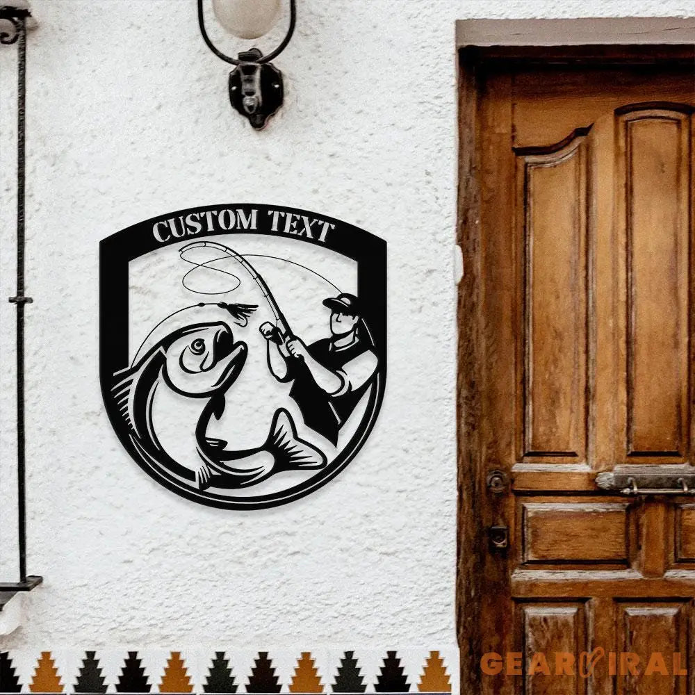 Fishing Number Address Metal Sign Personalized Family Name Metal Sign Outdoor Door Decor Address Wall Art Gift for