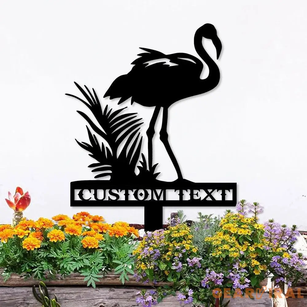 Flamingo Garden Metal Stake Personalized Flamingo Family Name Yard Sign Outdoor Door Garden Decor Metal Sign Gift for
