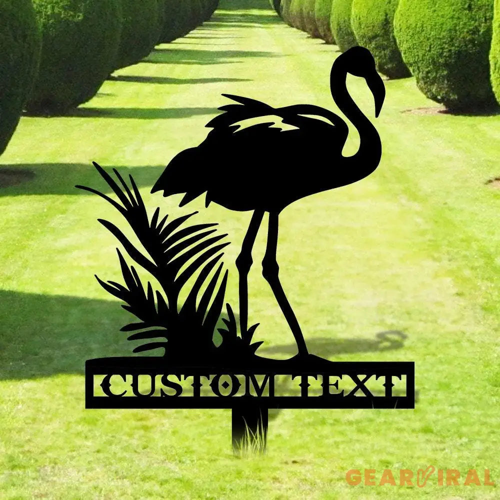 Flamingo Garden Metal Stake Personalized Flamingo Family Name Yard Sign Outdoor Door Garden Decor Metal Sign Gift for
