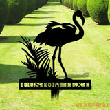 Flamingo Garden Metal Stake Personalized Flamingo Family Name Yard Sign Outdoor Door Garden Decor Metal Sign Gift for