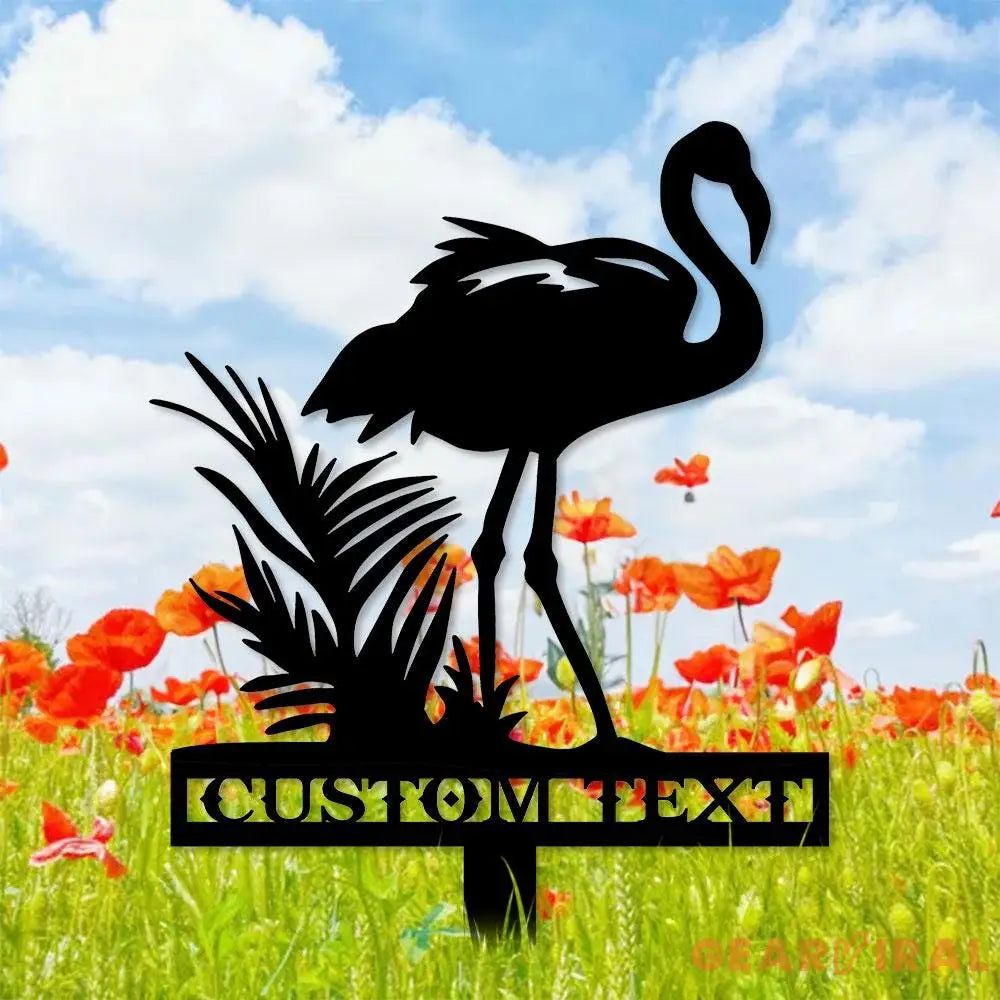 Flamingo Garden Metal Stake Personalized Flamingo Family Name Yard Sign Outdoor Door Garden Decor Metal Sign Gift for