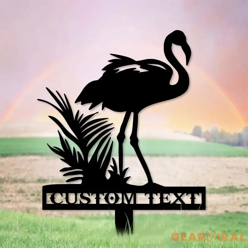 Flamingo Garden Metal Stake Personalized Flamingo Family Name Yard Sign Outdoor Door Garden Decor Metal Sign Gift for