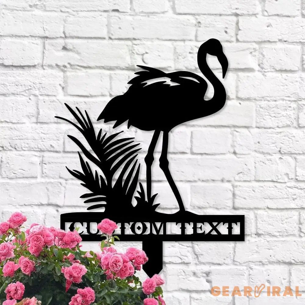 Flamingo Garden Metal Stake Personalized Flamingo Family Name Yard Sign Outdoor Door Garden Decor Metal Sign Gift for