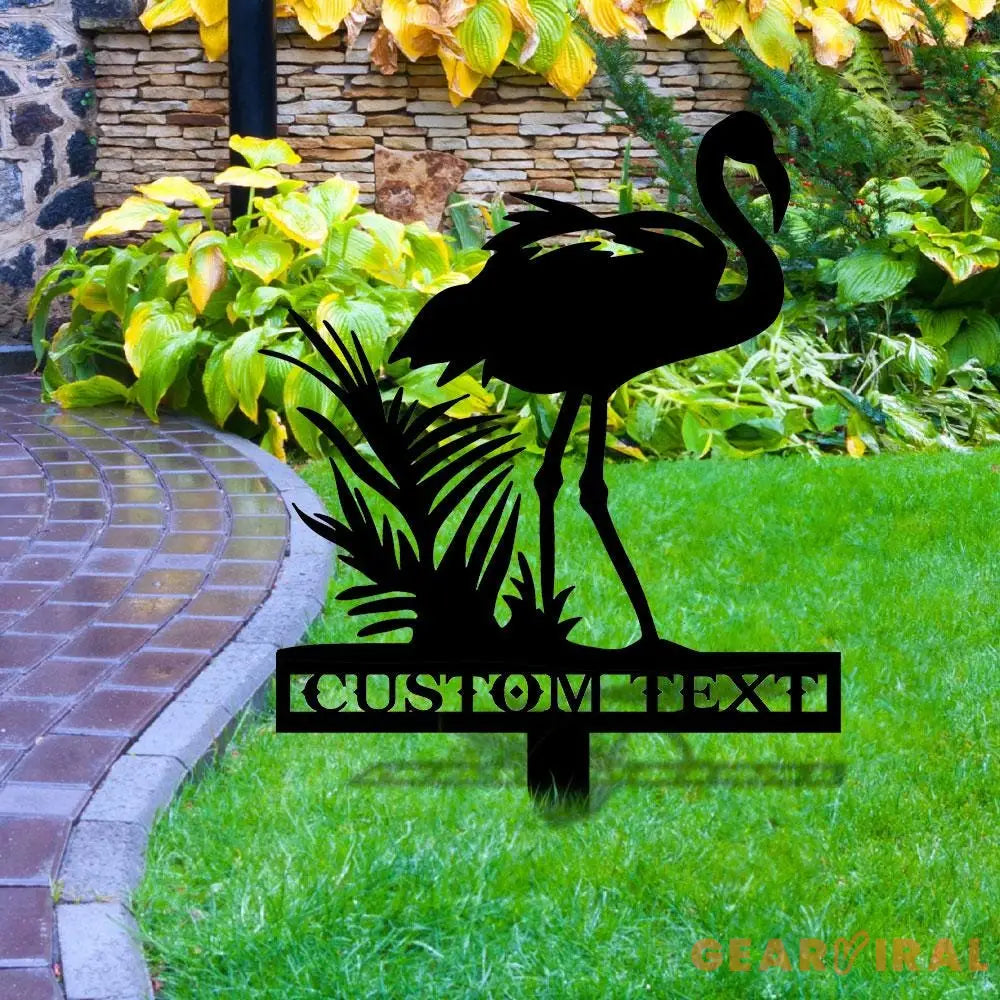 Flamingo Garden Metal Stake Personalized Flamingo Family Name Yard Sign Outdoor Door Garden Decor Metal Sign Gift for