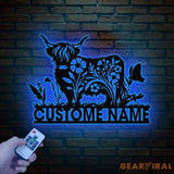 Floral Highland Cow Metal Sign Custom Highland Cow Wall Art Personalized Highland Cow Farm Sign Farmhouse Decor Ranch