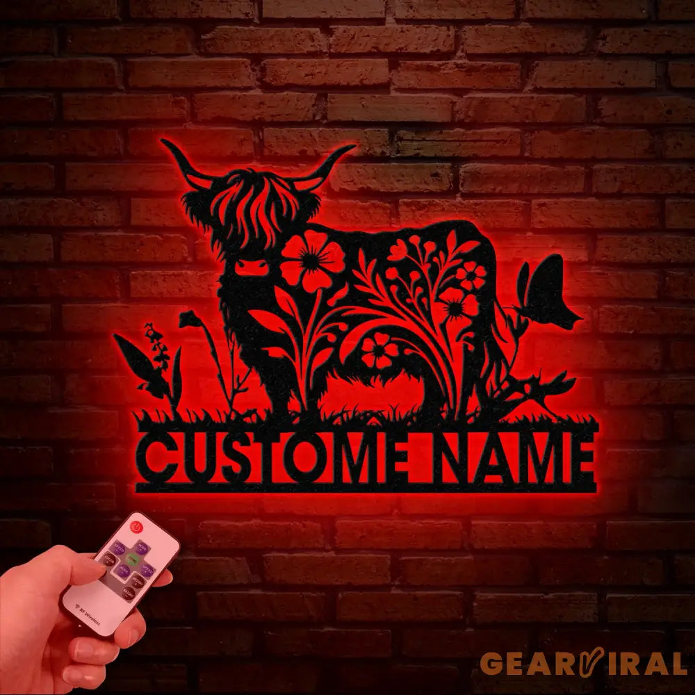 Floral Highland Cow Metal Sign Custom Highland Cow Wall Art Personalized Highland Cow Farm Sign Farmhouse Decor Ranch