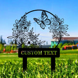 Flower and Buffterfly Garden Custom Metal Sign - Garden Decor - And Into The Garden I Grow With Love | Personalize Garden Metal Sign