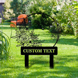 Flower and Buffterfly Garden Custom Metal Sign - Garden Decor - And Into The Garden I Grow With Love | Personalize Garden Metal Sign
