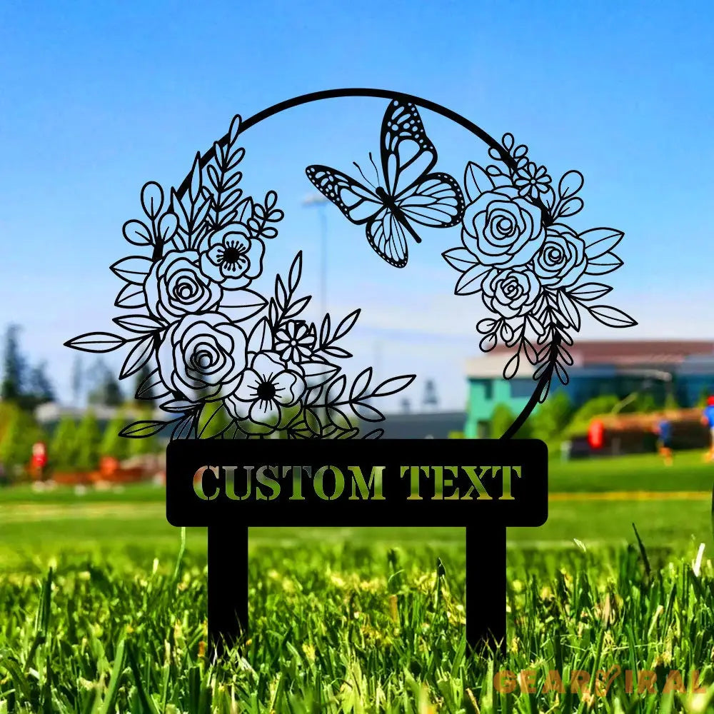 Flower and Buffterfly Garden Custom Metal Sign - Garden Decor - And Into The Garden I Grow With Love | Personalize