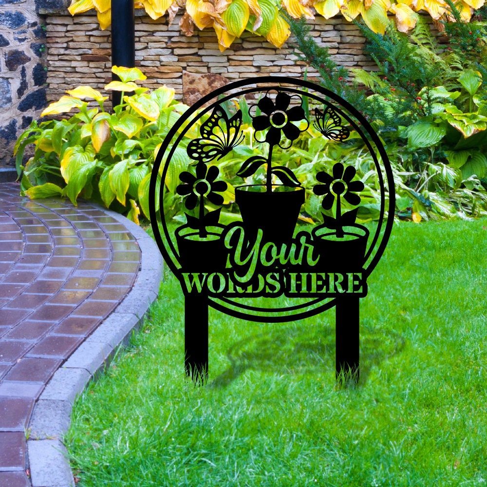 Flower Garden Custom Metal Sign - Garden Metal Stake - Personalize Garden Metal Sign - Personalize Garden Yard Sign - Housewarming