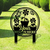 Flower Garden Custom Metal Sign - Garden Metal Stake - Personalize Garden Metal Sign - Personalize Garden Yard Sign - Housewarming