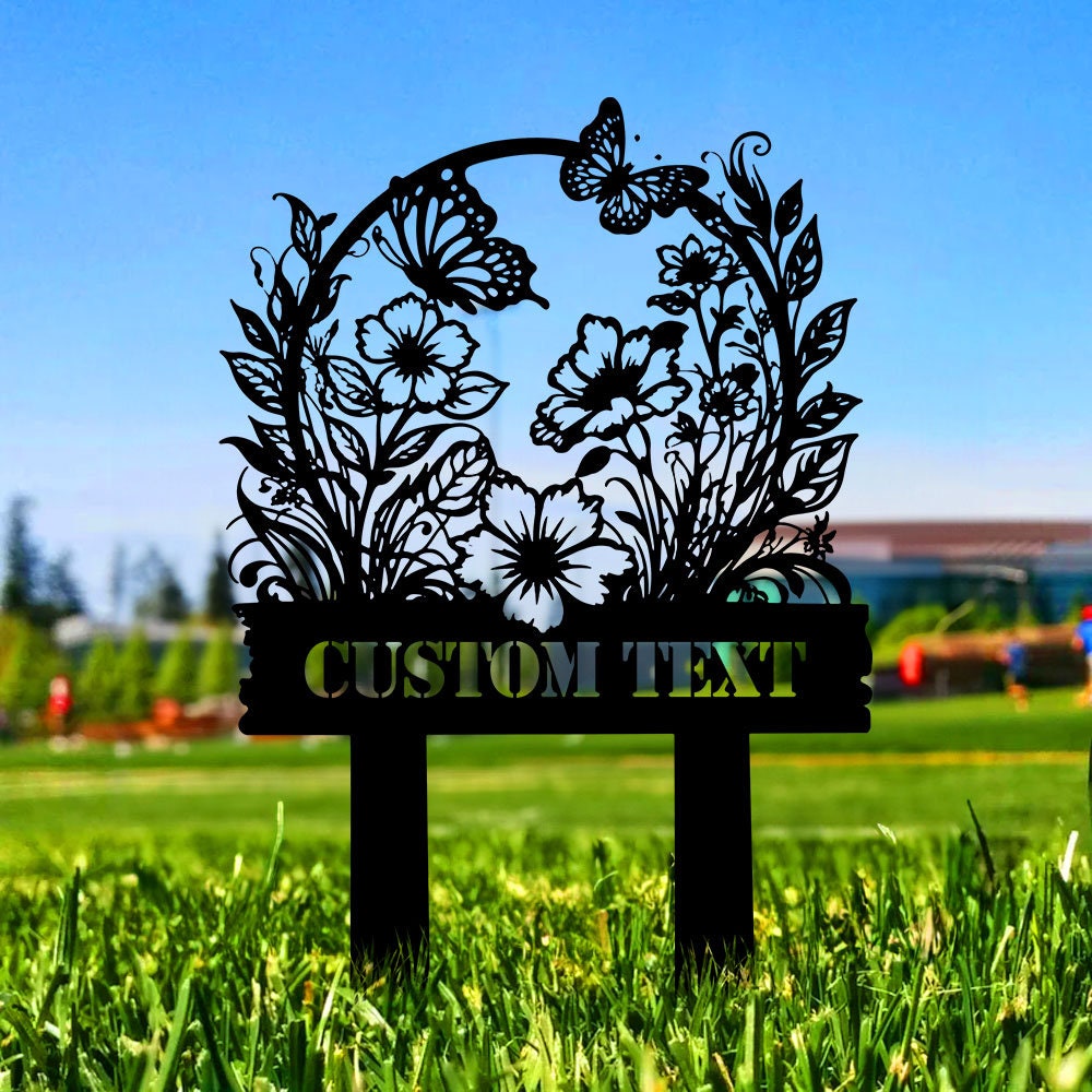 Flower Garden Custom Metal Sign - Personalize Garden Decor - Garden Metal Stake -  Metal Yard Art, Garden Decor