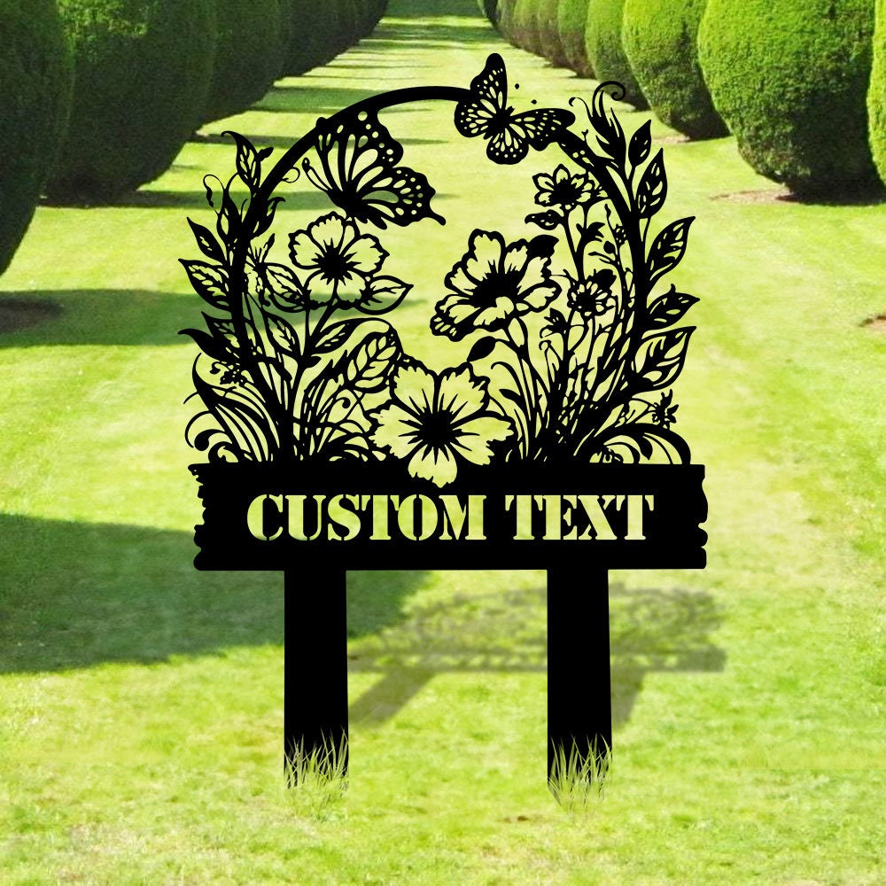 Flower Garden Custom Metal Sign - Personalize Garden Decor - Garden Metal Stake -  Metal Yard Art, Garden Decor