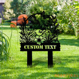 Flower Garden Custom Metal Sign - Personalize Garden Decor - Garden Metal Stake - Metal Yard Art Garden Decor