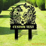 Flower Garden Custom Metal Sign - Personalize Garden Decor - Garden Metal Stake - Metal Yard Art Garden Decor