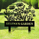 Flower Garden Family Custom Name Garden Stake, Custom Garden Name Metal Sign, Personalized Metal Gardening - Custom Yard Sign Gift For Her
