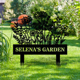 Flower Garden Family Custom Name Garden Stake, Custom Garden Name Metal Sign, Personalized Metal Gardening - Custom Yard Sign Gift For Her