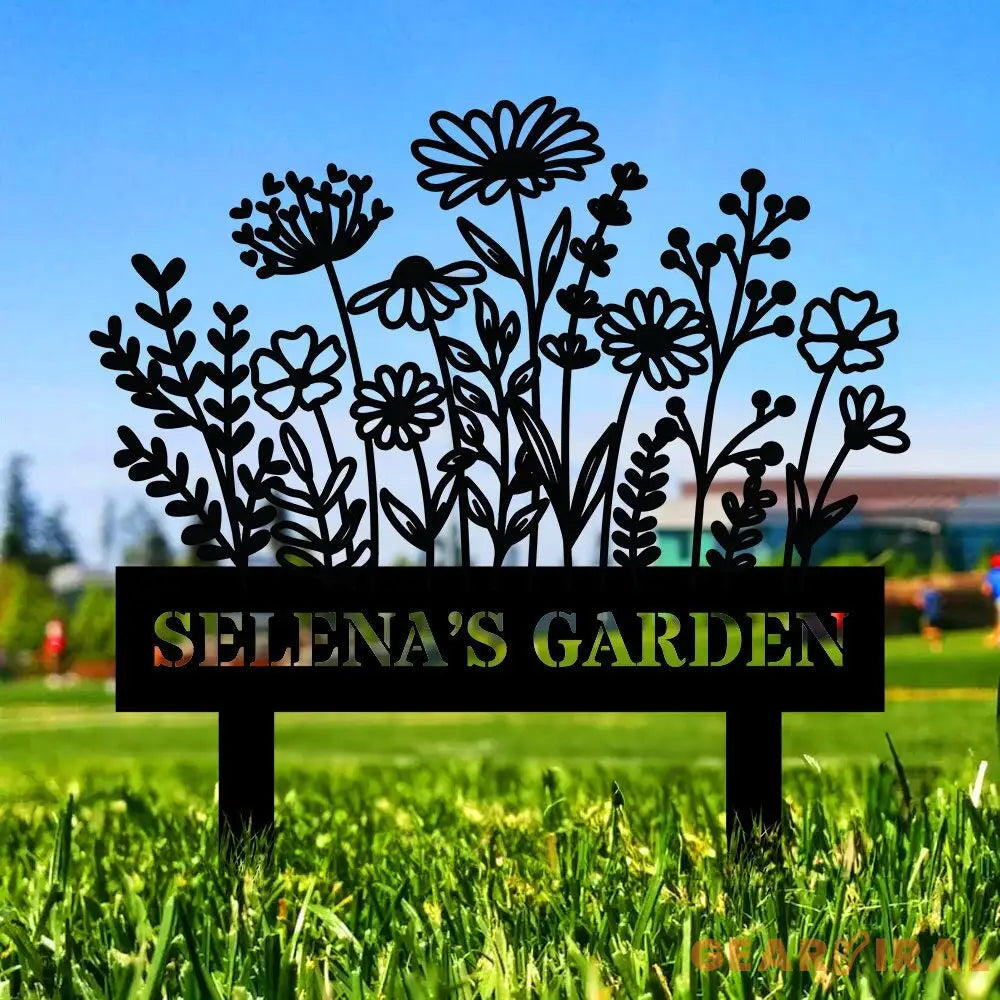 Flower Garden Family Custom Name Garden Stake Custom Garden Name Metal Sign Personalized Metal Gardening - Custom Yard