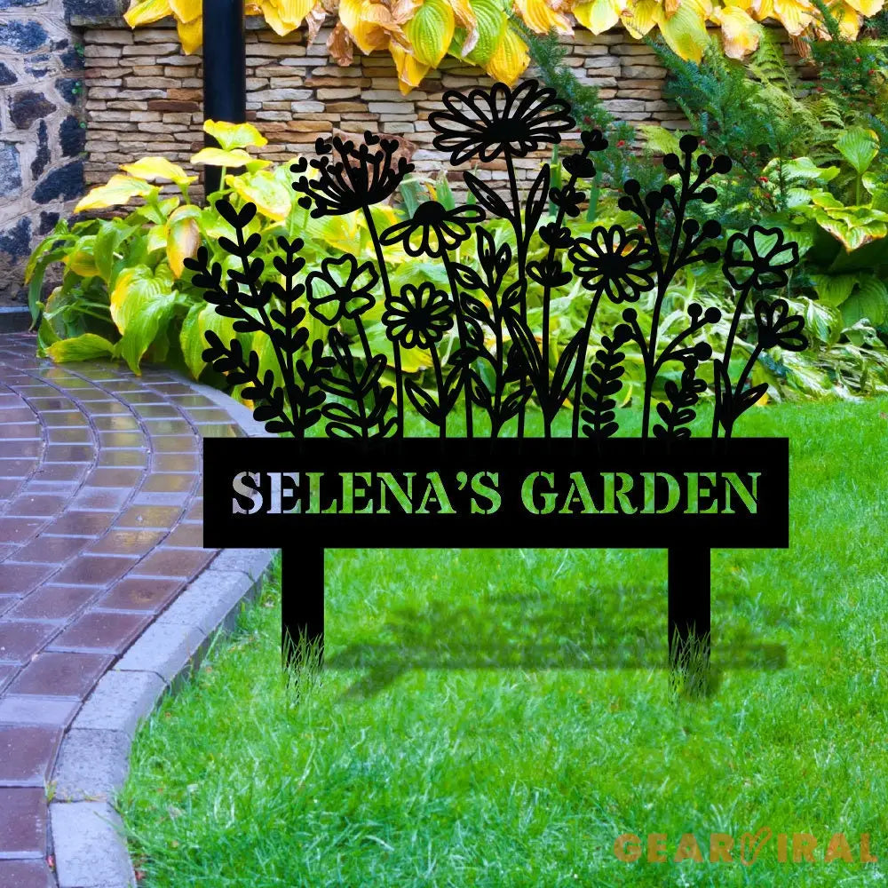 Flower Garden Family Custom Name Garden Stake Custom Garden Name Metal Sign Personalized Metal Gardening - Custom Yard