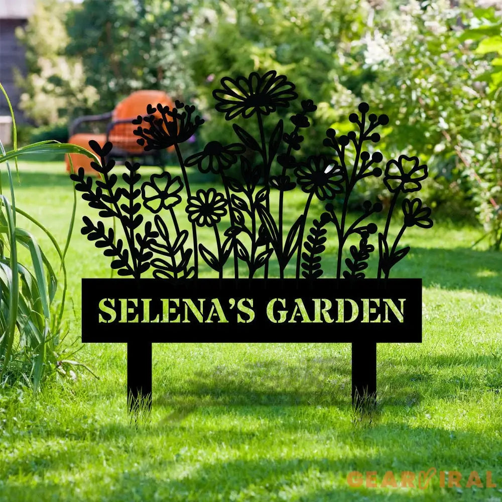 Flower Garden Family Custom Name Garden Stake Custom Garden Name Metal Sign Personalized Metal Gardening - Custom Yard