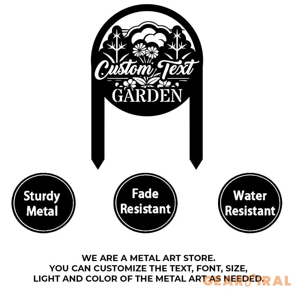 Flowers Garden Sign Metal Stake Personalized Name Yard Sign Outdoor Door Garden Decor Metal Sign Gift for Garden Lovers