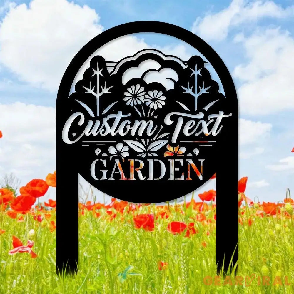 Flowers Garden Sign Metal Stake Personalized Name Yard Sign Outdoor Door Garden Decor Metal Sign Gift for Garden Lovers