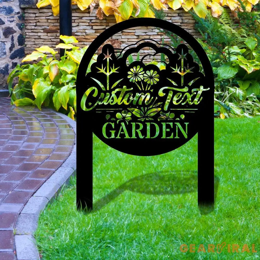 Flowers Garden Sign Metal Stake Personalized Name Yard Sign Outdoor Door Garden Decor Metal Sign Gift for Garden Lovers