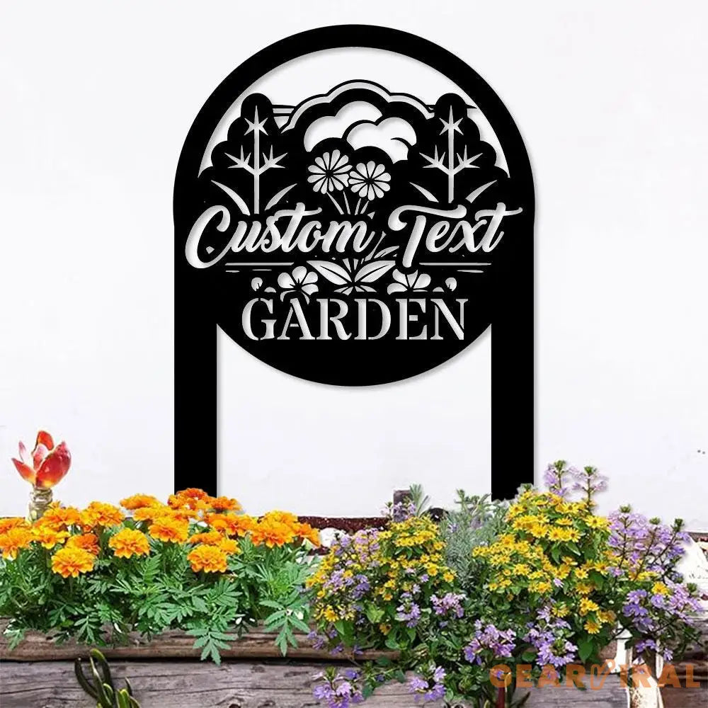 Flowers Garden Sign Metal Stake Personalized Name Yard Sign Outdoor Door Garden Decor Metal Sign Gift for Garden Lovers