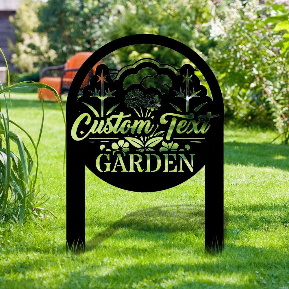 Flowers Garden Sign Metal Stake, Personalized Name Yard Sign, Outdoor Door Garden Decor, Metal Sign, Gift for Garden Lovers, Housewarming
