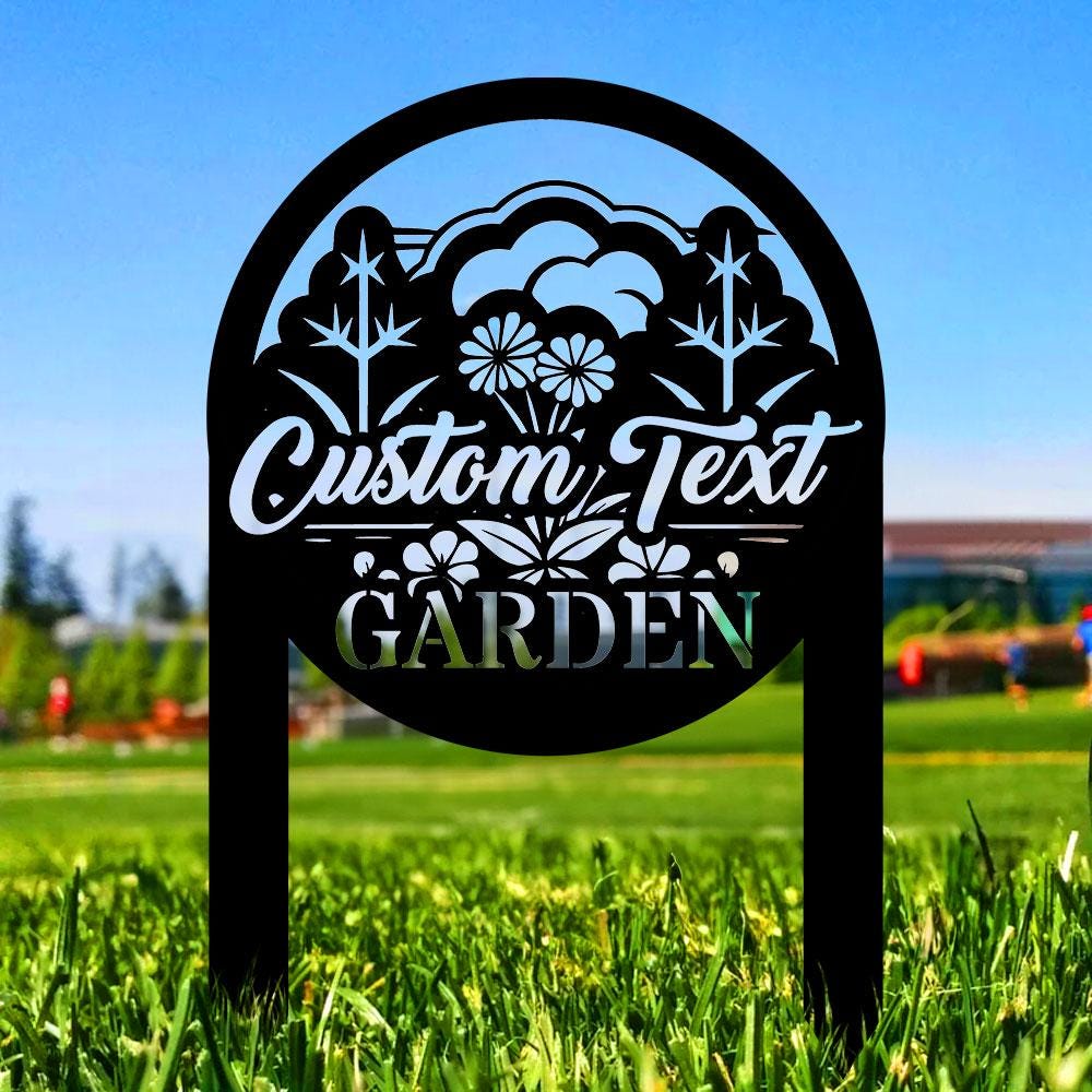 Flowers Garden Sign Metal Stake, Personalized Name Yard Sign, Outdoor Door Garden Decor, Metal Sign, Gift for Garden Lovers, Housewarming