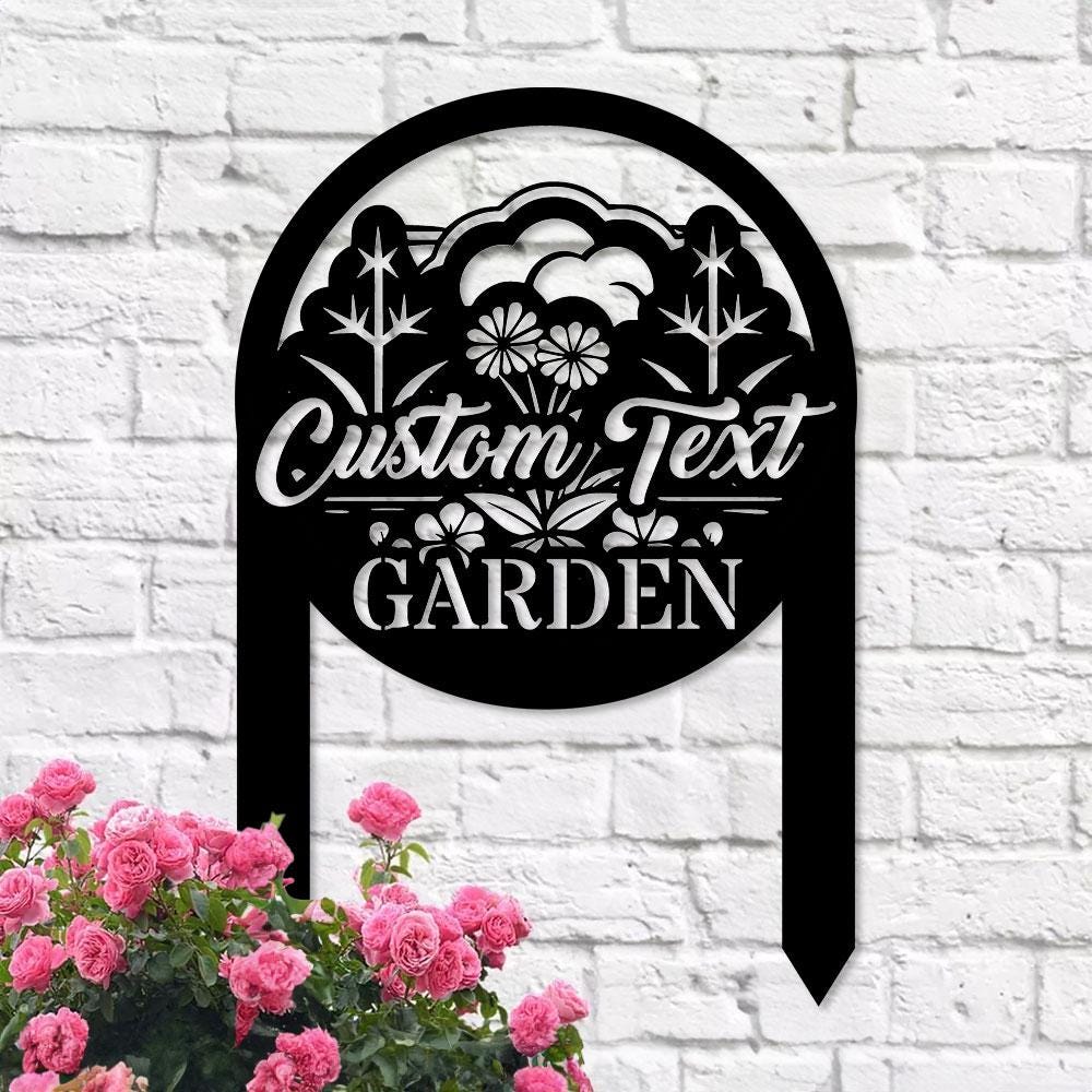 Flowers Garden Sign Metal Stake, Personalized Name Yard Sign, Outdoor Door Garden Decor, Metal Sign, Gift for Garden Lovers, Housewarming